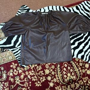 ZARA Faux Leather Popover Shirt. Size Small. NWOT.